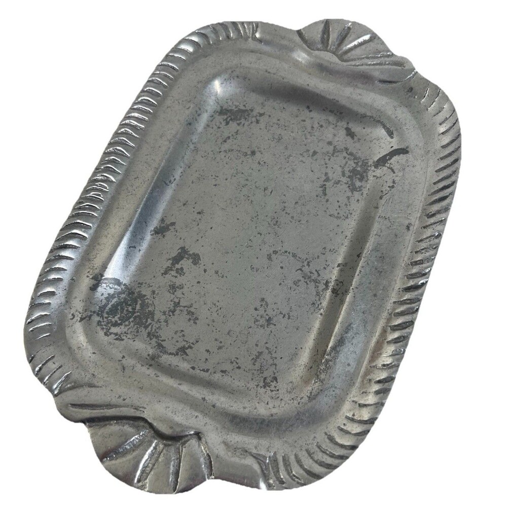 Vintage Holland Boone Pewter Trinket Tray 9”  Boho Western Soap Dish Catchall